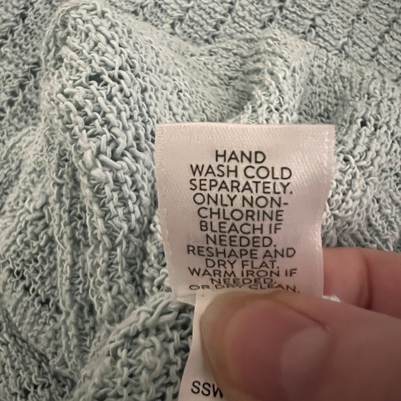 J Jill Sweater Womens XL Crochet Open Knit‎ V-Neck Agean Mist Coastal A5 - Picture 9 of 9